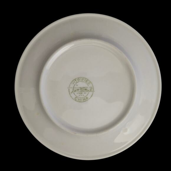 Lawrence Vitrified China 6.25" Plates Set of 3 Green Band Restaurant Ware USA - Picture 3 of 4